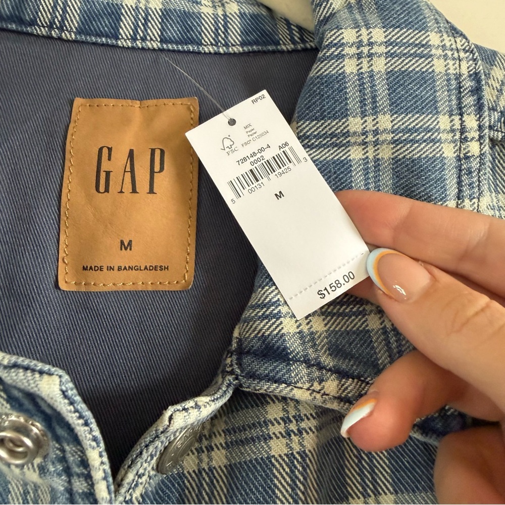 GAP Men's Blue Plaid Coaches Jacket - Picture 4 of 5